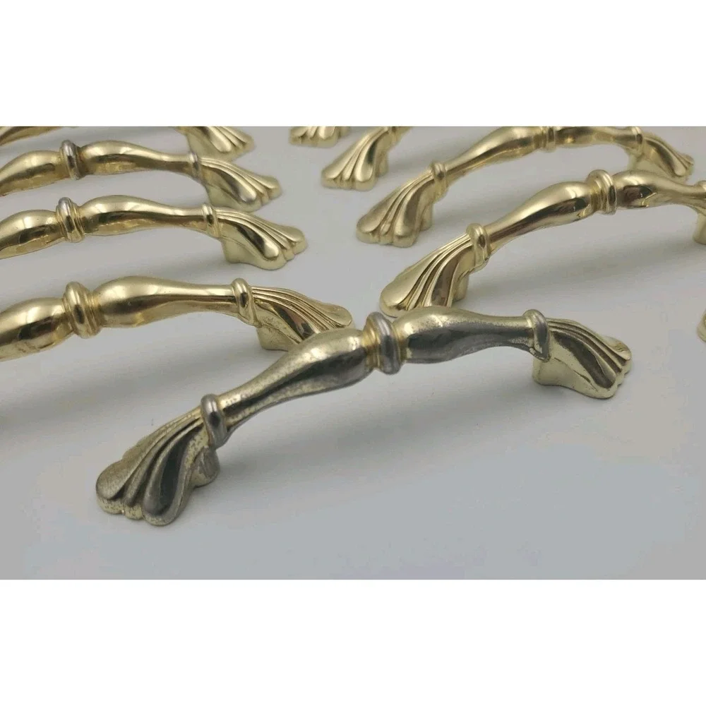17‎ Vtg French Provincial Gold Brass Drawer Pulls Dresser Cabinet Handles 3